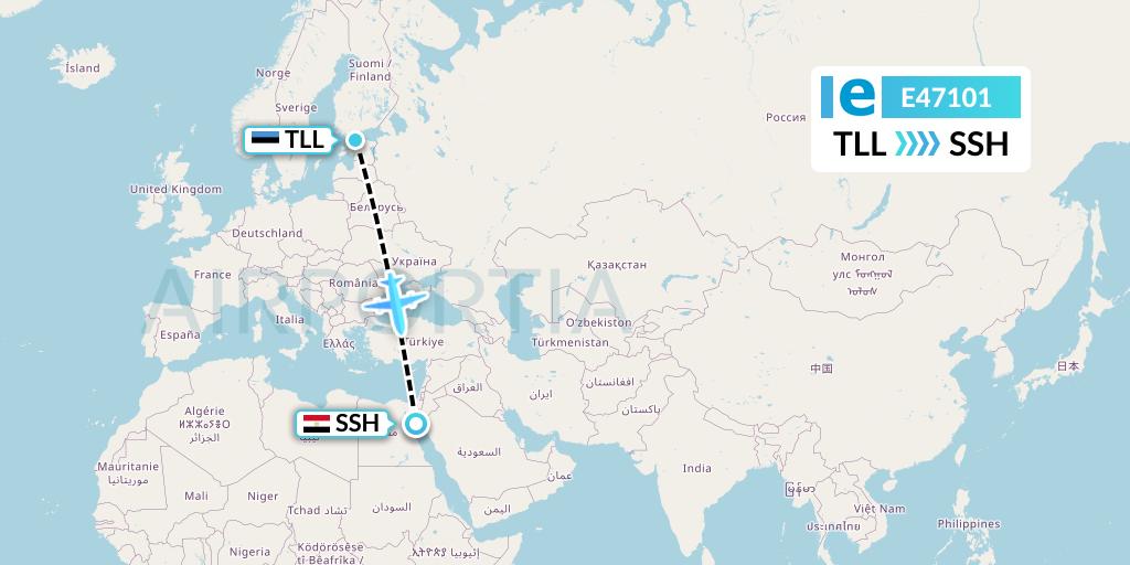 E47101 Estelar Latinoamerica C.A. Flight Map: Tallinn to Sharm el-Sheikh