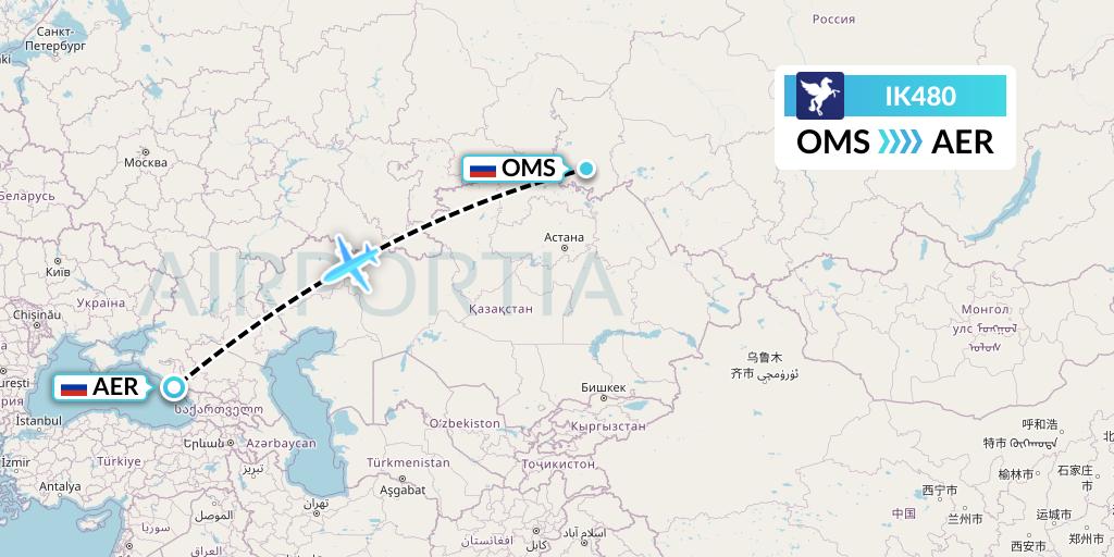 IK480 Air Kiribati Flight Map: Omsk to Sochi