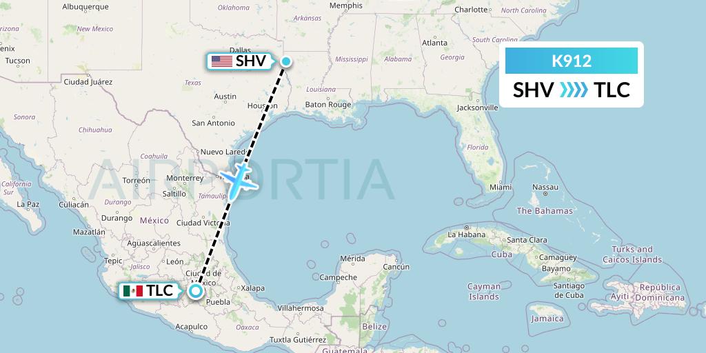 K912 Kalitta Charters Flight Map: Shreveport to Mexico City