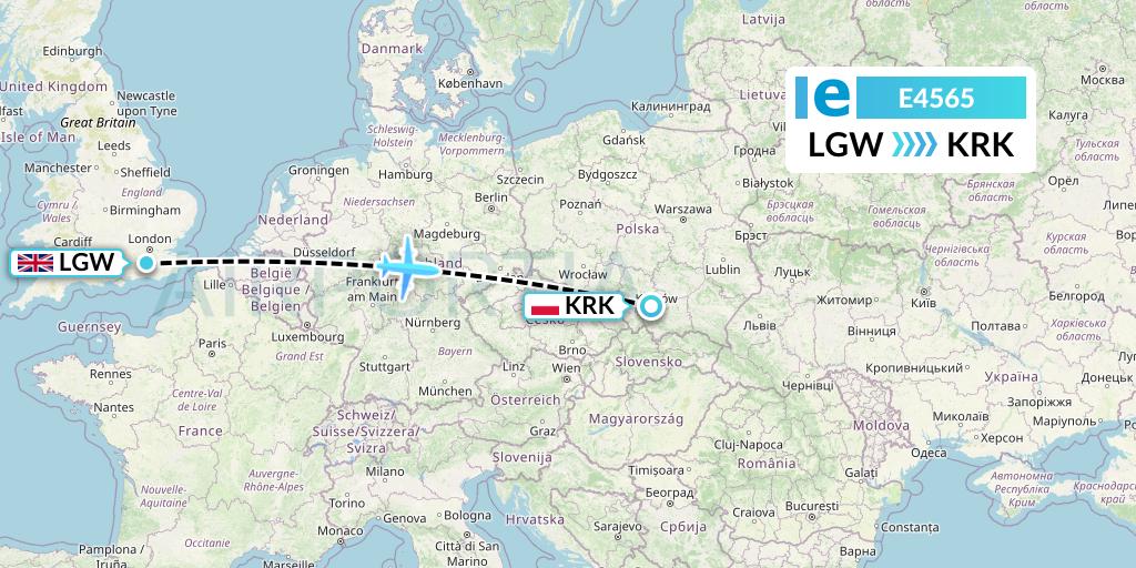 E4565 Estelar Latinoamerica C.A. Flight Map: London to Krakow