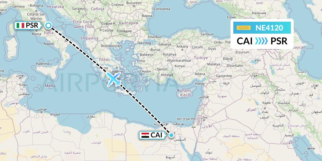 NE4120 Nesma Airlines Flight Map: Cairo to Pescara