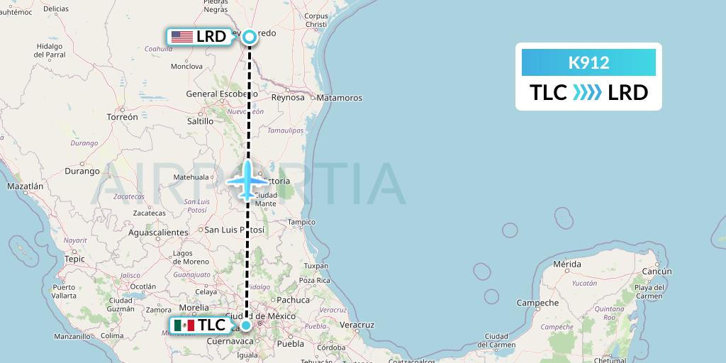 K912 Kalitta Charters Flight Map: Mexico City to Laredo