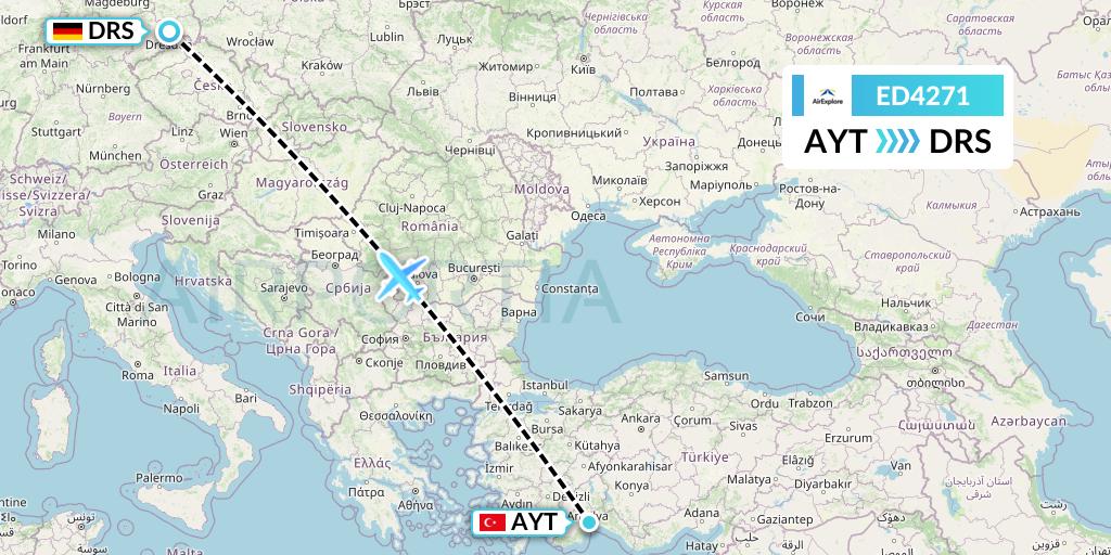 ED4271 AirExplore Flight Map: Antalya to Dresden