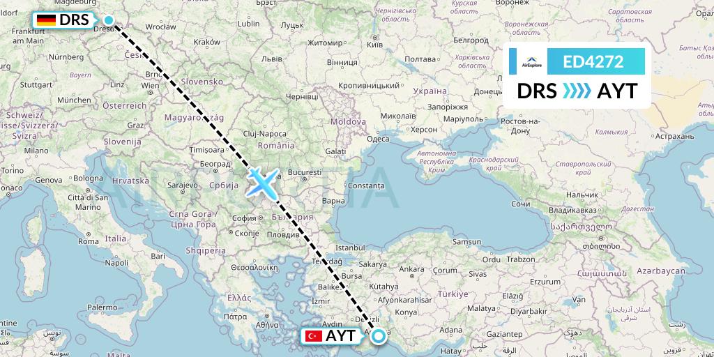 ED4272 AirExplore Flight Map: Dresden to Antalya