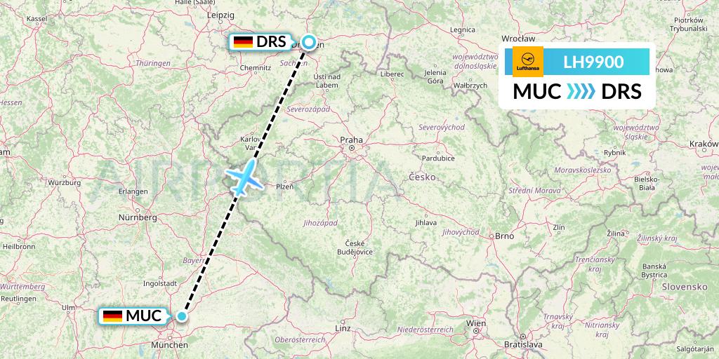 LH9900 Lufthansa Flight Map: Munich to Dresden