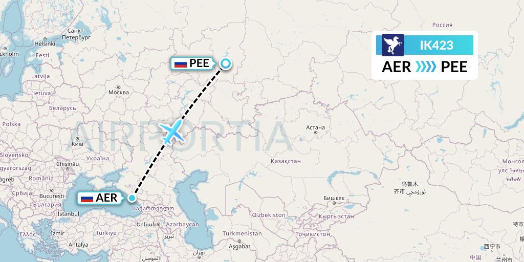 IK423 Air Kiribati Flight Map: Sochi to Perm