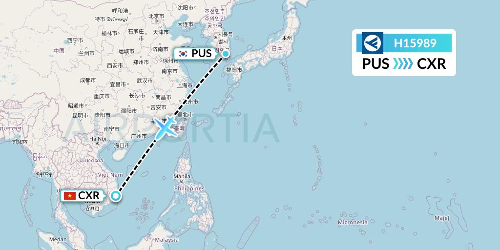 H15989 Hahn Air Systems Flight Map: Busan to Nha Trang