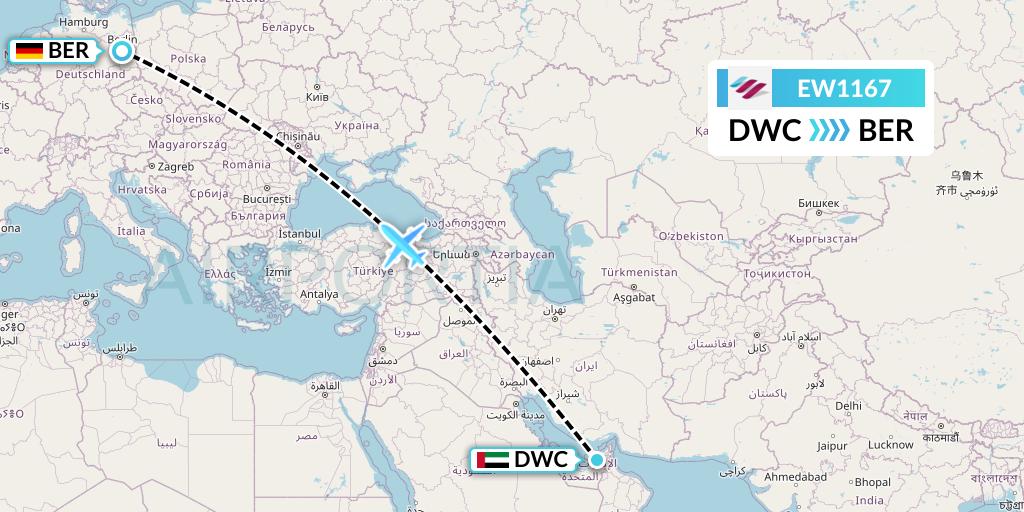 EW1167 Eurowings Flight Map: Dubai to Berlin