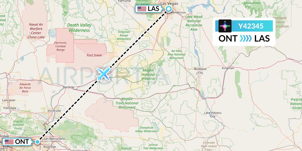 Y42345 Volaris Flight Map: Ontario to Las Vegas