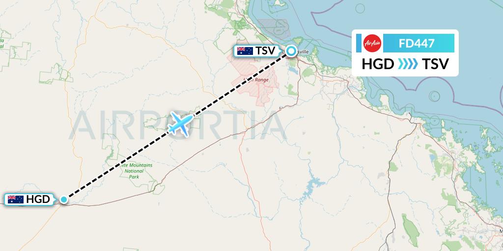 FD447 Thai AirAsia Flight Map: Australia to Townsville