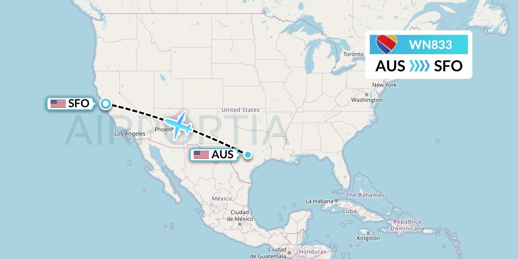 WN833 Southwest Airlines Flight Map: Austin to San Francisco