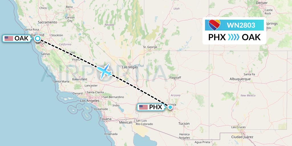 WN2803 Southwest Airlines Flight Map: Phoenix to Oakland