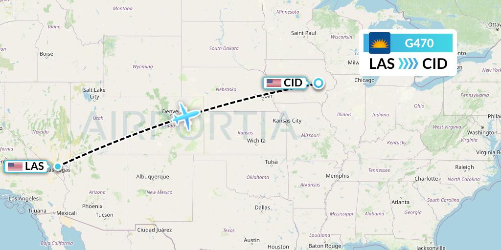 G470 Allegiant Air Flight Map: Las Vegas to Cedar Rapids