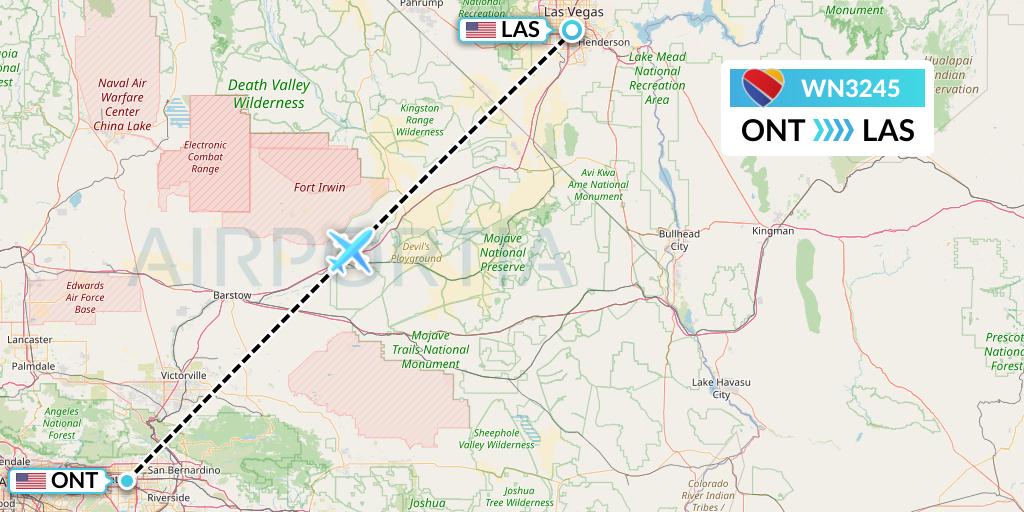 WN3245 Southwest Airlines Flight Map: Ontario to Las Vegas