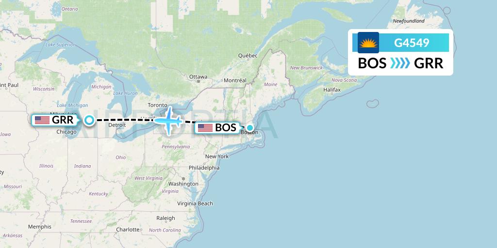 G4549 Allegiant Air Flight Map: Boston to Grand Rapids