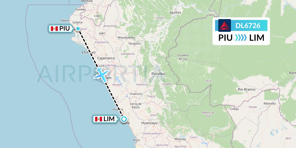 DL6726 Delta Air Lines Flight Map: Piura to Lima