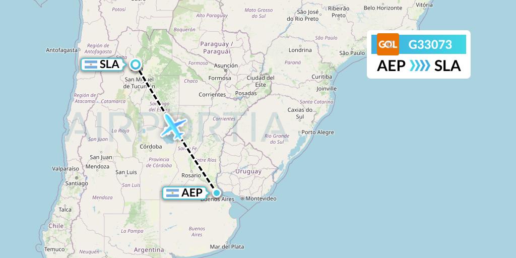 G33073 GOL Transportes Aeros Flight Map: Buenos Aires to Salta
