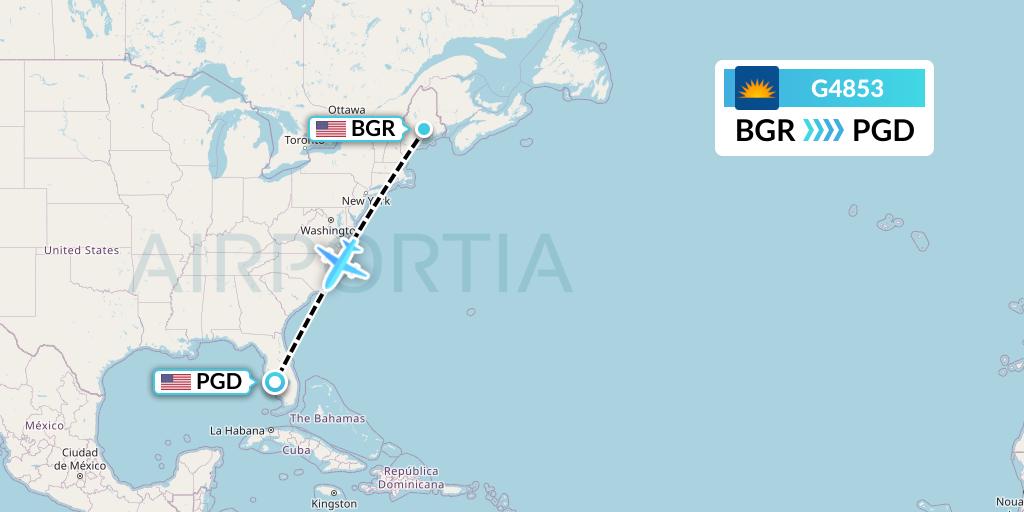 G4853 Allegiant Air Flight Map: Bangor to Punta Gorda
