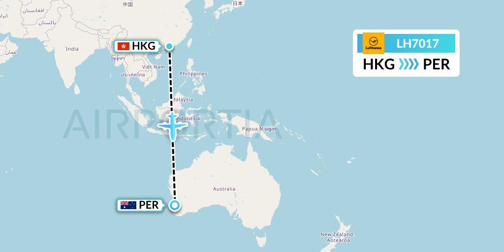 LH7017 Lufthansa Flight Map: Hong Kong to Perth