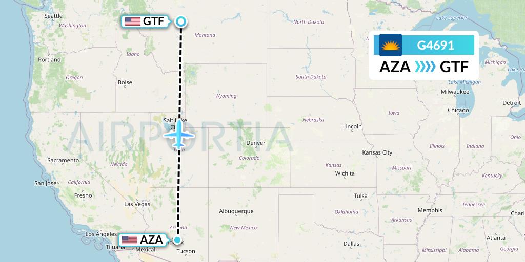 G4691 Allegiant Air Flight Map: Phoenix to Great Falls