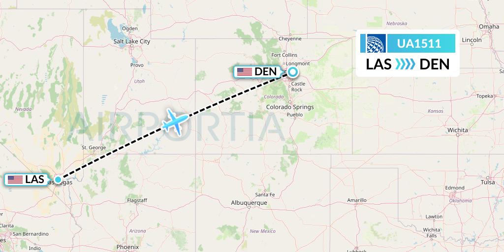 UA1511 United Airlines Flight Map: Las Vegas to Denver