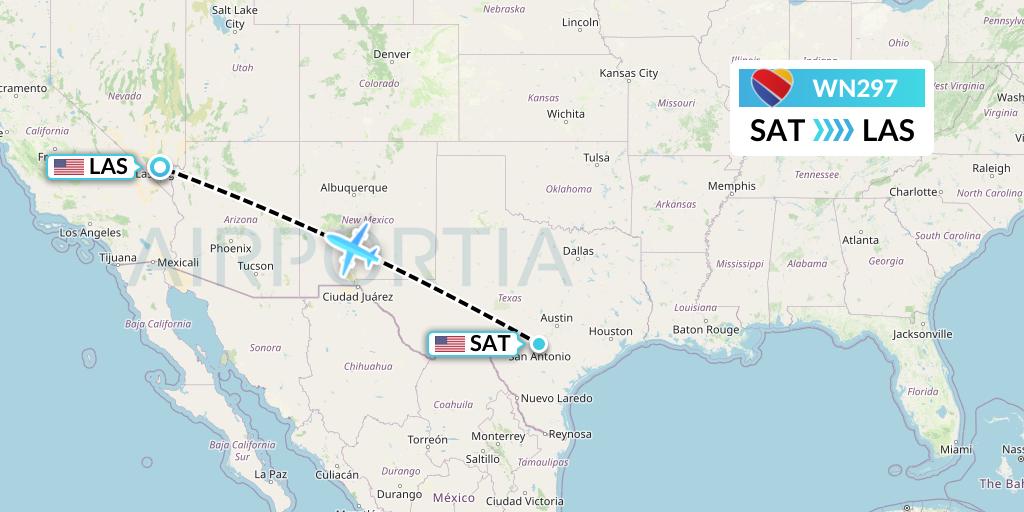 WN297 Southwest Airlines Flight Map: San Antonio to Las Vegas