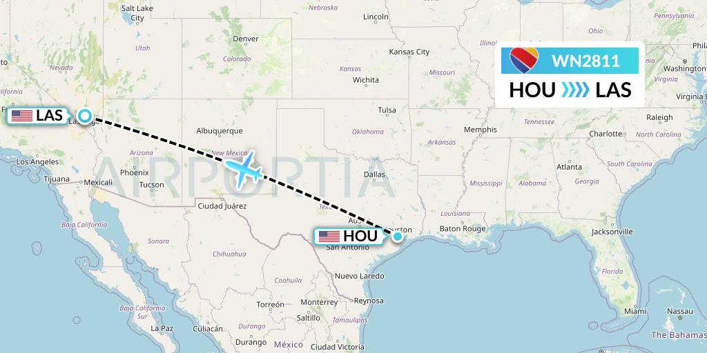 WN2811 Southwest Airlines Flight Map: Houston to Las Vegas