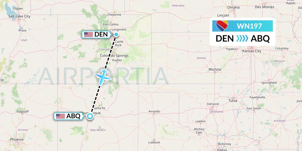 WN197 Southwest Airlines Flight Map: Denver to Albuquerque