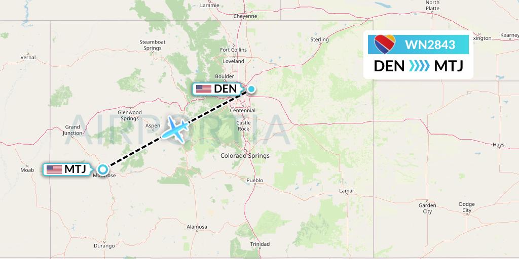 WN2843 Southwest Airlines Flight Map: Denver to Montrose
