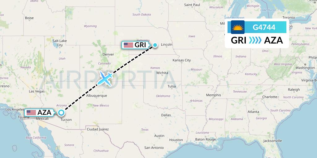 G4744 Allegiant Air Flight Map: Grand Island to Phoenix