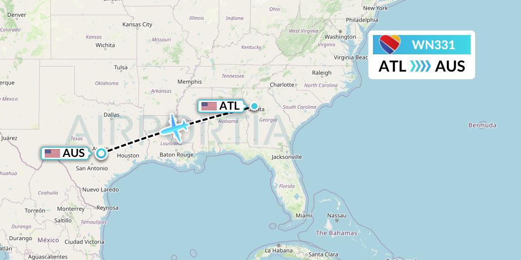 WN331 Southwest Airlines Flight Map: Atlanta to Austin