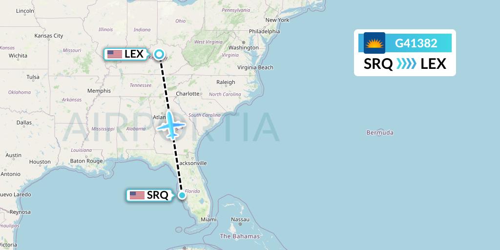 G41382 Allegiant Air Flight Map: Sarasota to Lexington