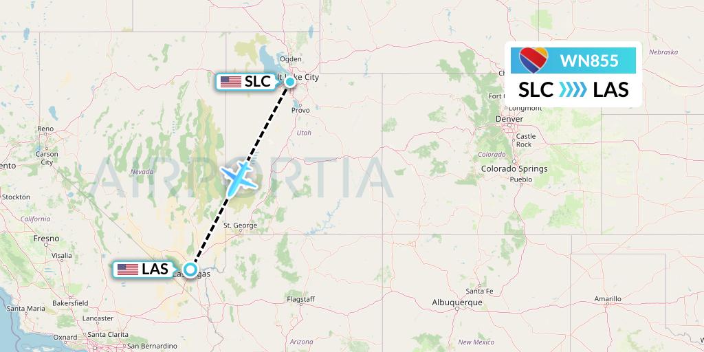 WN855 Southwest Airlines Flight Map: Salt Lake City to Las Vegas