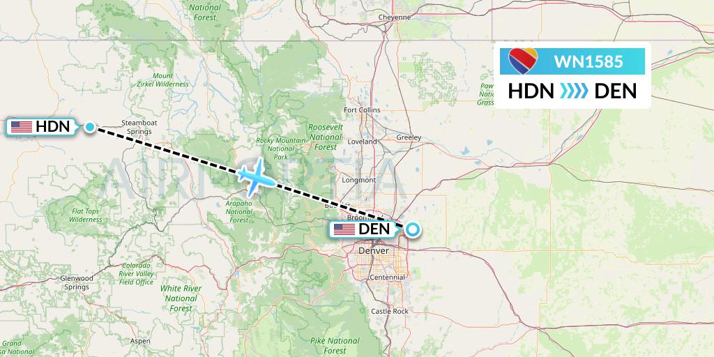WN1585 Southwest Airlines Flight Map: Hayden to Denver