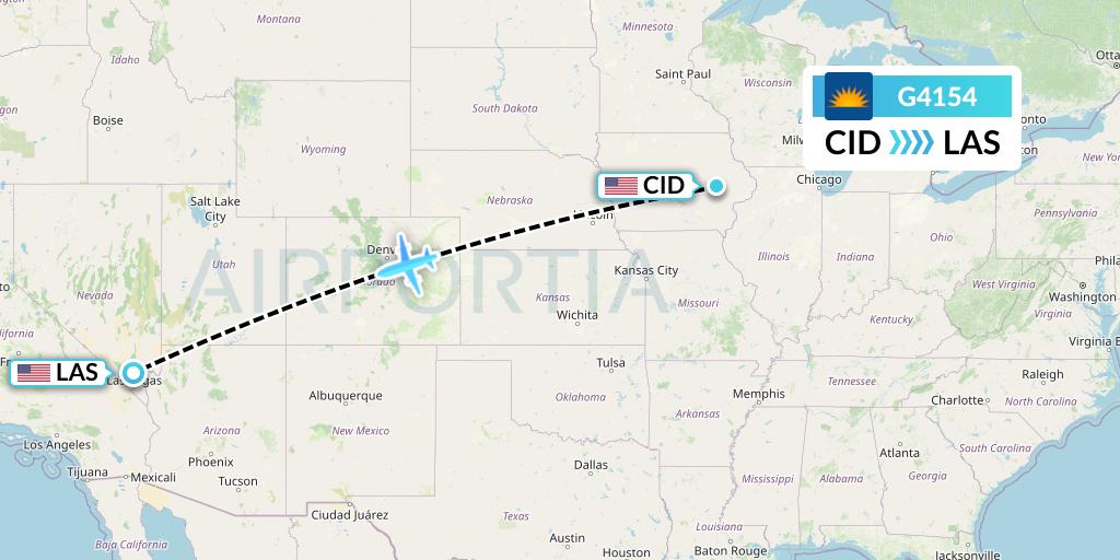 G4154 Allegiant Air Flight Map: Cedar Rapids to Las Vegas