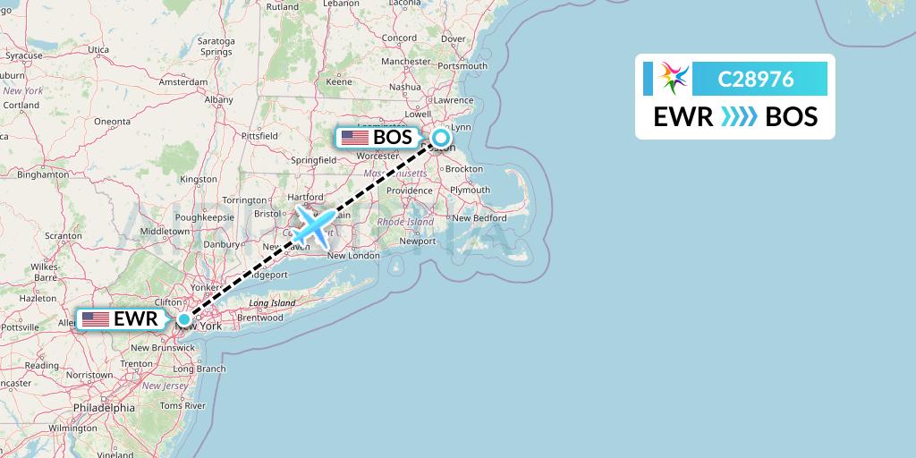 C28976 Ceiba Intercontinental Flight Map: New York to Boston