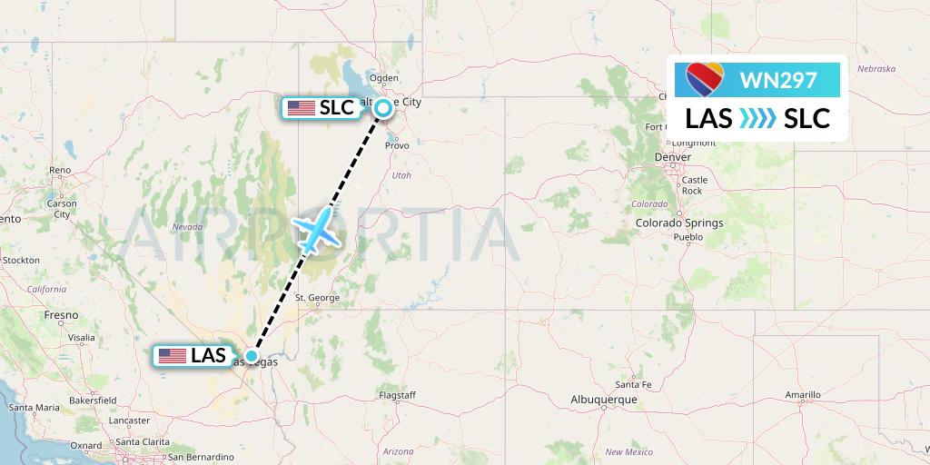 WN297 Southwest Airlines Flight Map: Las Vegas to Salt Lake City