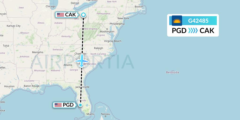 G42485 Allegiant Air Flight Map: Punta Gorda to Akron