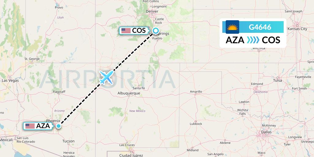 G4646 Allegiant Air Flight Map: Phoenix to Colorado Springs