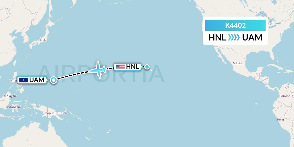 K4402 Kalitta Air Flight Map: Honolulu to Andersen