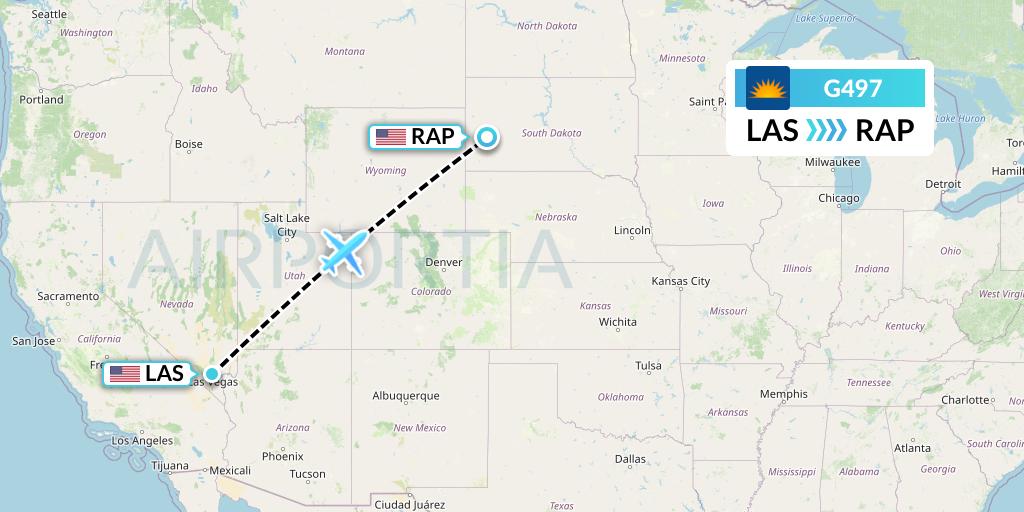 G497 Allegiant Air Flight Map: Las Vegas to Rapid City