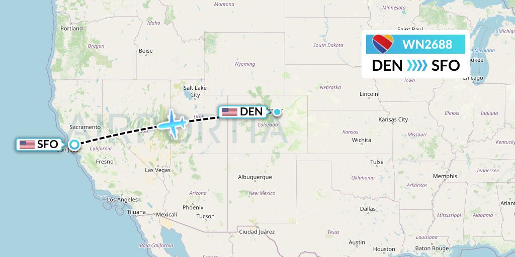 WN2688 Southwest Airlines Flight Map: Denver to San Francisco