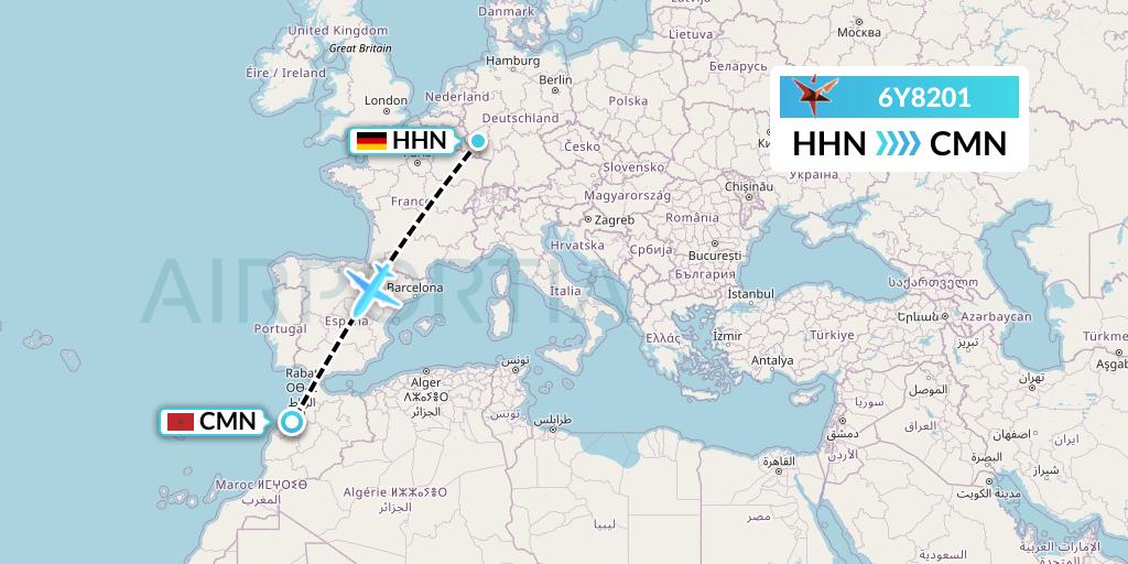 6Y8201 SmartLynx Flight Map: Hahn to Casablanca