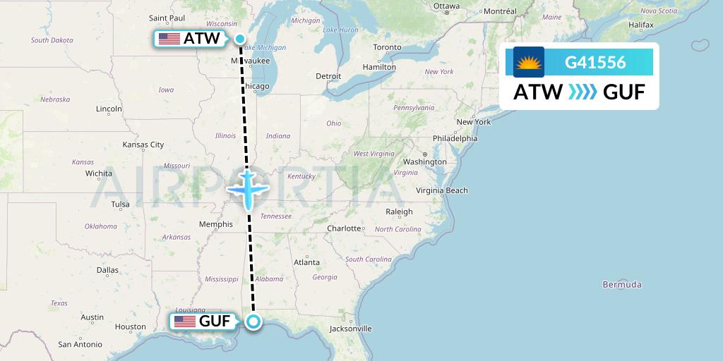 G41556 Allegiant Air Flight Map: Appleton to Gulf Shores