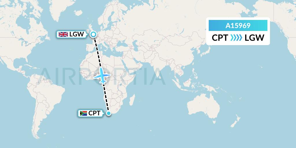 A15969 A.p.g. Distribution Systems Flight Map: Cape Town to London