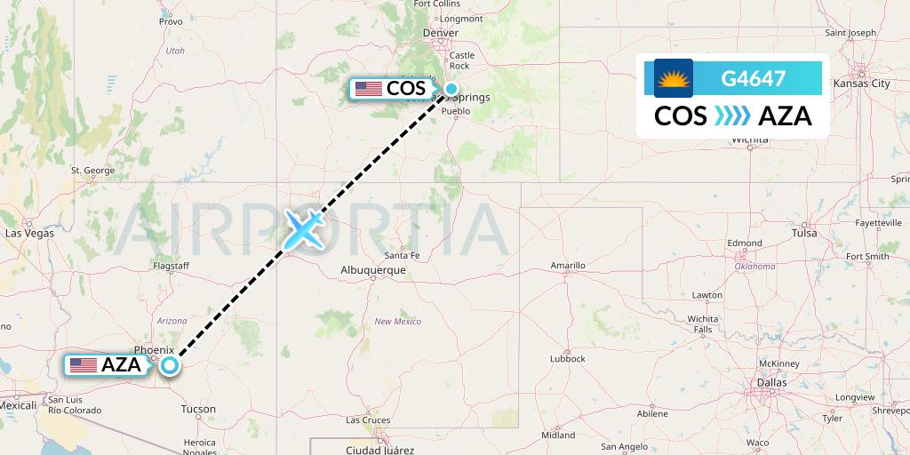 G4647 Allegiant Air Flight Map: Colorado Springs to Phoenix