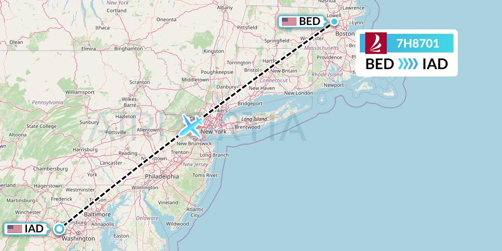 7H8701 Ravn Alaska Flight Map: Bedford to Washington
