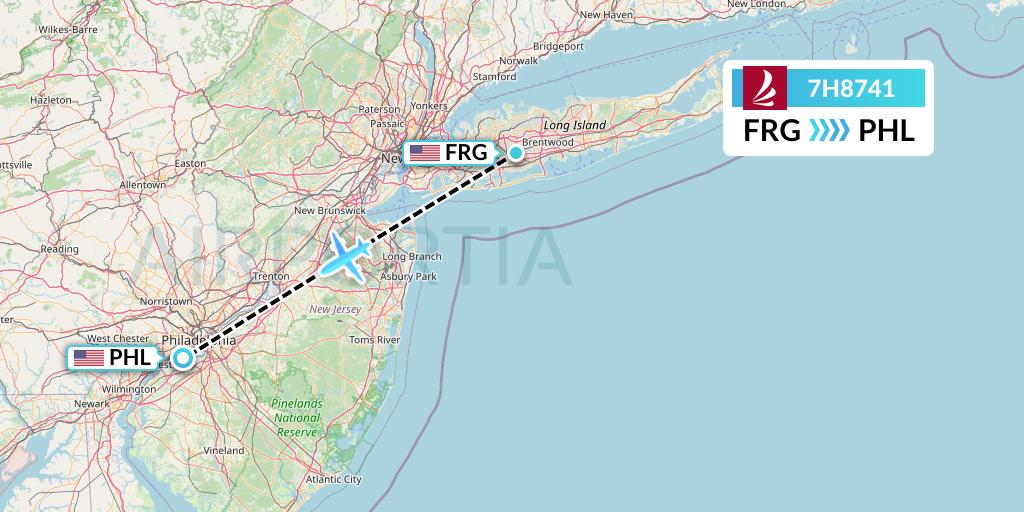 7H8741 Ravn Alaska Flight Map: Farmingdale to Philadelphia