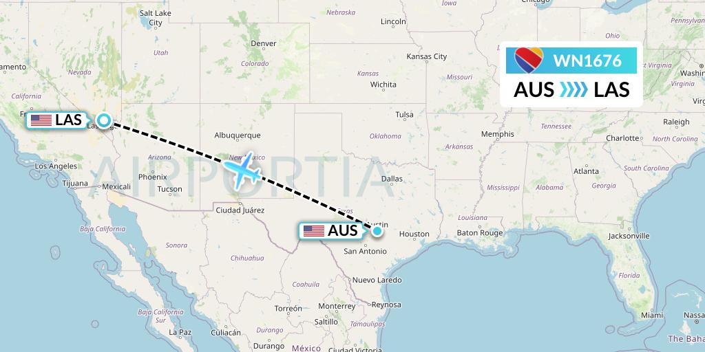 WN1676 Southwest Airlines Flight Map: Austin to Las Vegas