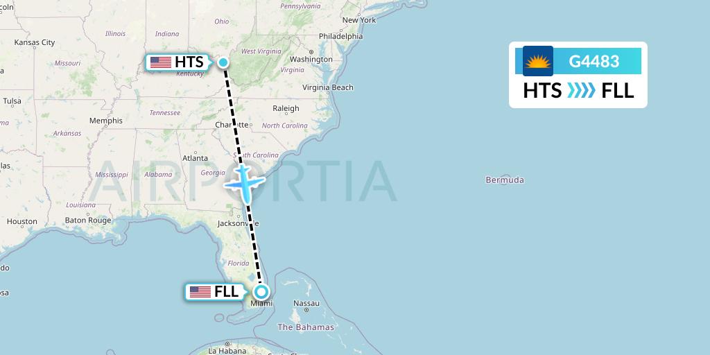 G4483 Allegiant Air Flight Map: Huntington to Fort Lauderdale